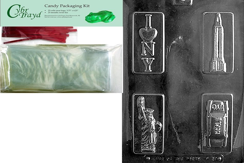 Cybrtrayd P027 NY Theme Box Set Chocolate Candy Mold with Exclusive Cybrtrayd Copyrighted Chocolate Molding Instructions...