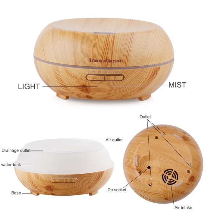 InnoGear 200ml Aromatherapy Essential Oil Diffuser, Wood Grain N7