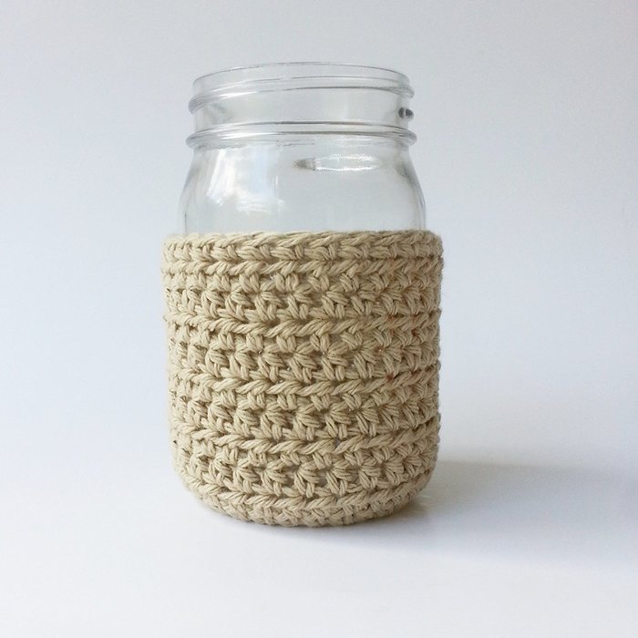 Mason Jar Cover Pint Size Cotton Beige