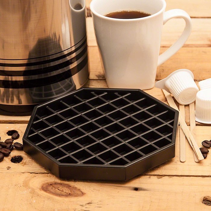 (Set of 2) Octagonal Black Plastic Drip Tray - 6 x 6 Inches