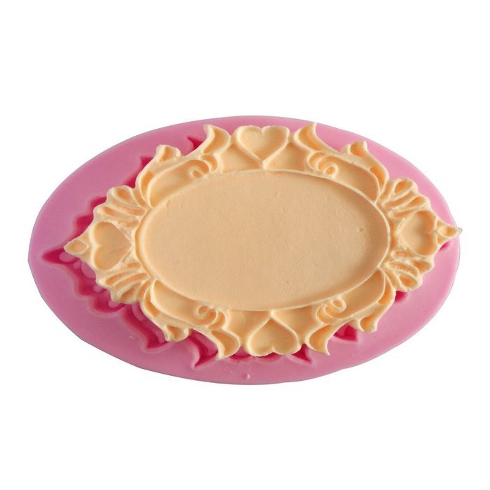 Wocuz W0737 Silicone Picture Frame Fondant Mold Candy Making Mould for Cake Embossing Decoration