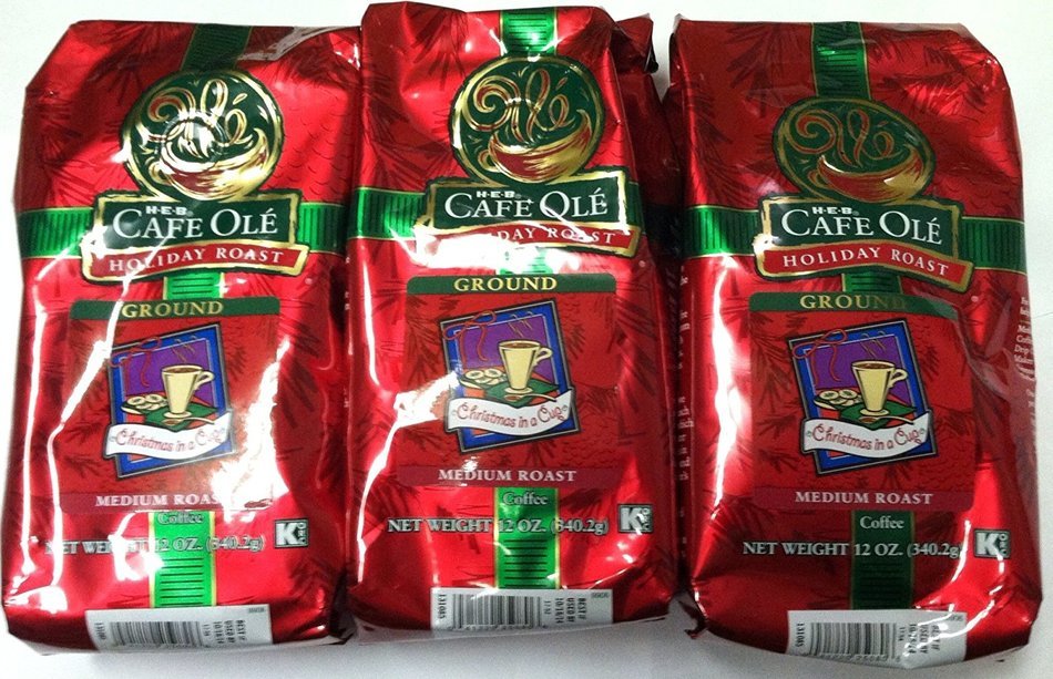 HEB Cafe Ole Ground Coffee 12oz Bag (Pack of 3) (Taste of San Antonio) N5