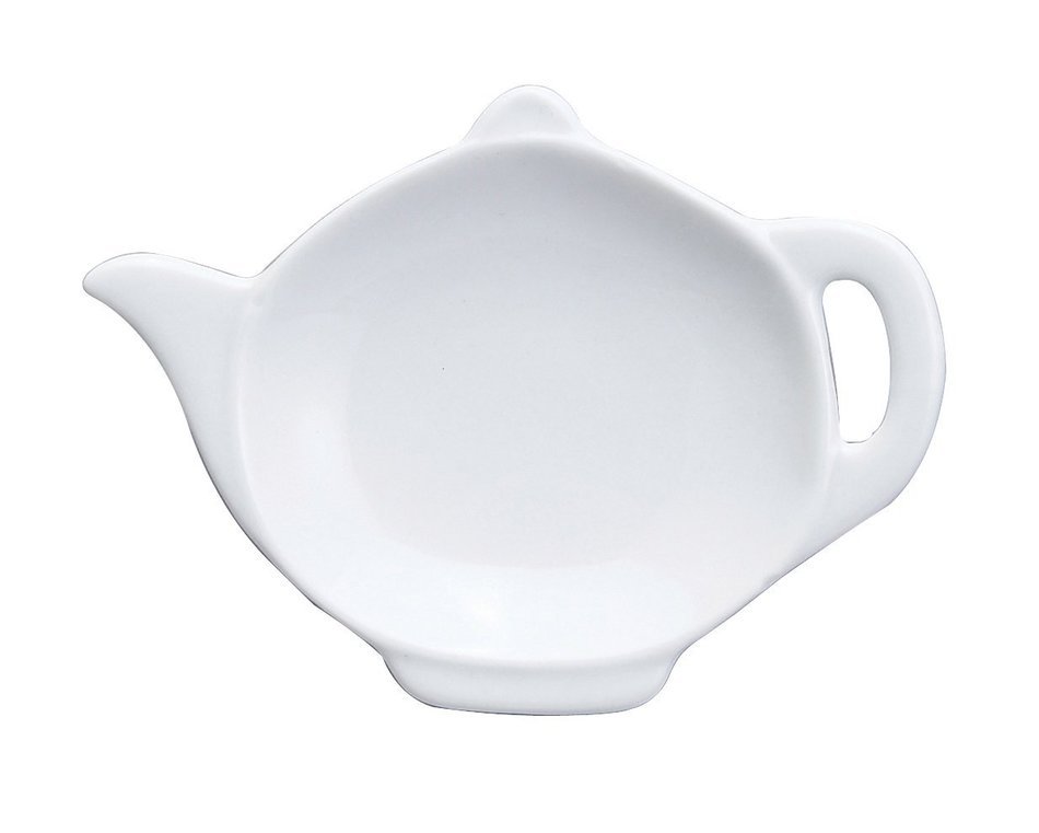 Harold Import Company Cat-Shaped Tea Bag Holder and Resting Caddy, 3.75", Fine White Porcelain