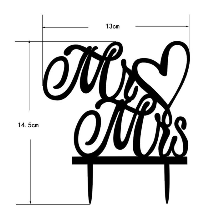 Aisila Mr and Mrs Cake Topper Black Acrylic Cake Toppers for Wedding Party Decoration