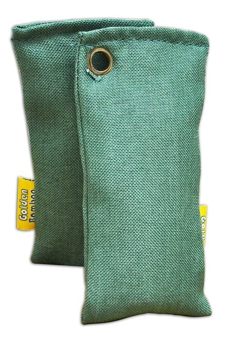 Golden Bamboo, Mini Activated Charcoal- Air Purifying Bags, Shoe Deodorizer and Air freshener.(50g/2pack) (Green) N5