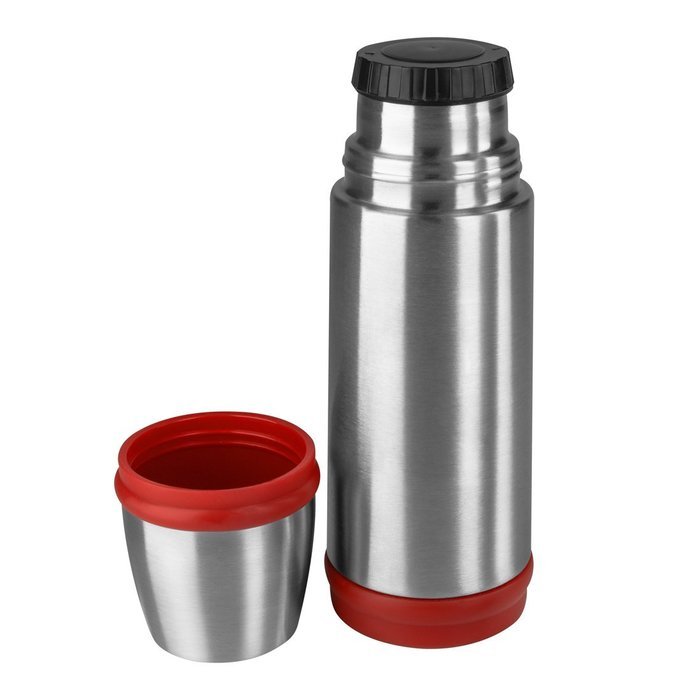 Emsa Thermos Flask "Captain" 11.83 fl. oz. of Stainless Steel, Silver/Red