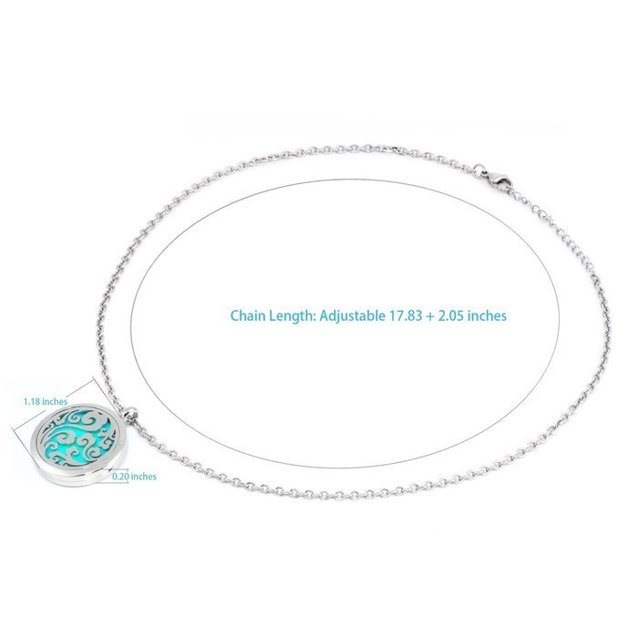 Essential Oil Diffuser Necklace, GerTong Hypo-Allergenic Premium 316L Stainless Steel Aromatherapy Diffuser Locket... N10
