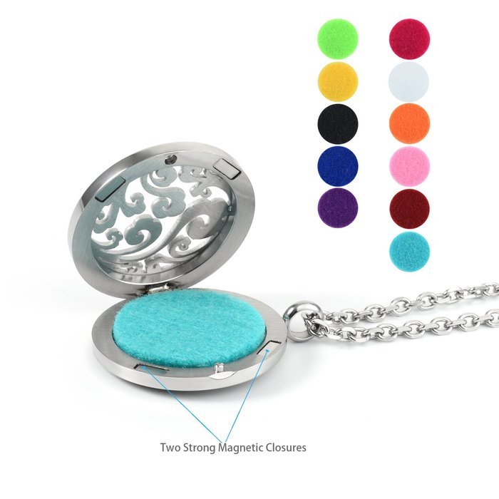 Essential Oil Diffuser Necklace, GerTong Hypo-Allergenic Premium 316L Stainless Steel Aromatherapy Diffuser Locket... N11