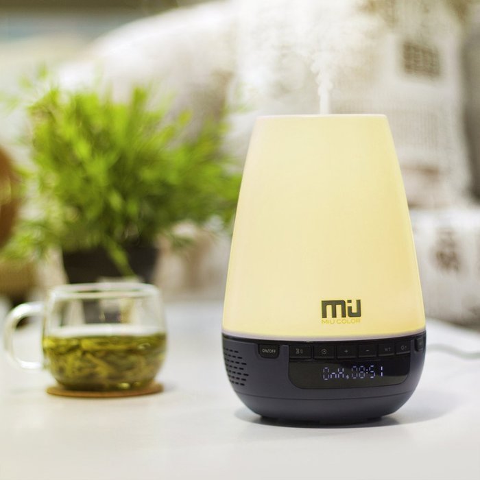 Essential Oil Diffuser, 300ml Long Time Aromatherapy Cool Mist Humidifier with Bluetooth, Digital Clock, 2 Modes...