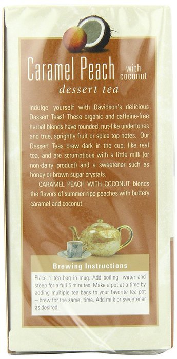 Davidson's Tea Caramel Peach with Coconut, 25 Count Tea Bag N4