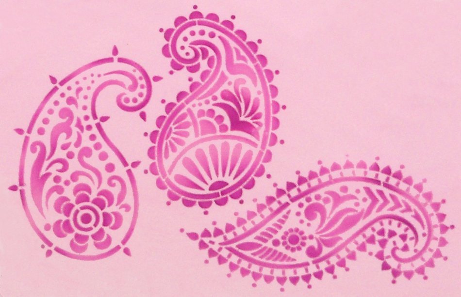 Designer Stencils C732 Jaipur Paisley Cake Stencil Set, Beige/semi-transparent
