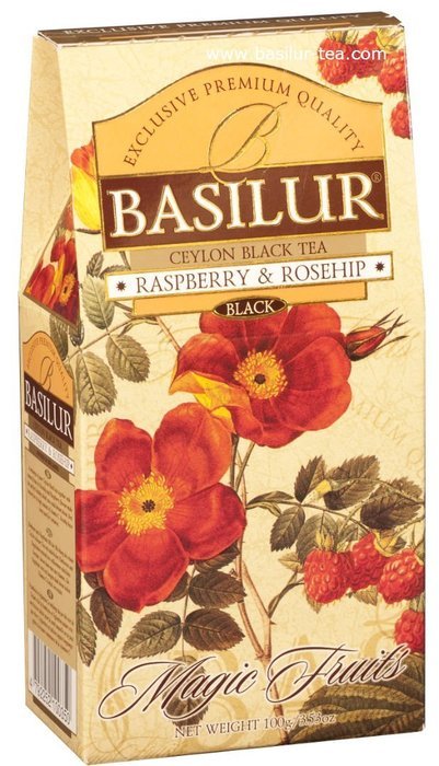 Basilur Magic Fruits RASPBERRY and ROSEHIP Black Leaf Tea -100g N3