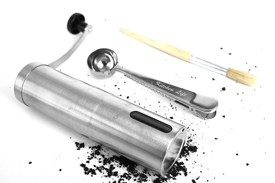 Coffee Grinder Set-Kitchen Life, Stainless Steel Quality- Keeps Your Coffee Fresh- Conical Burr Mill- Coffee Spoon...