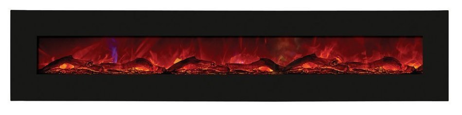 Amantii 106" Electric Fireplace with 115" x 24" Black Glass Surround