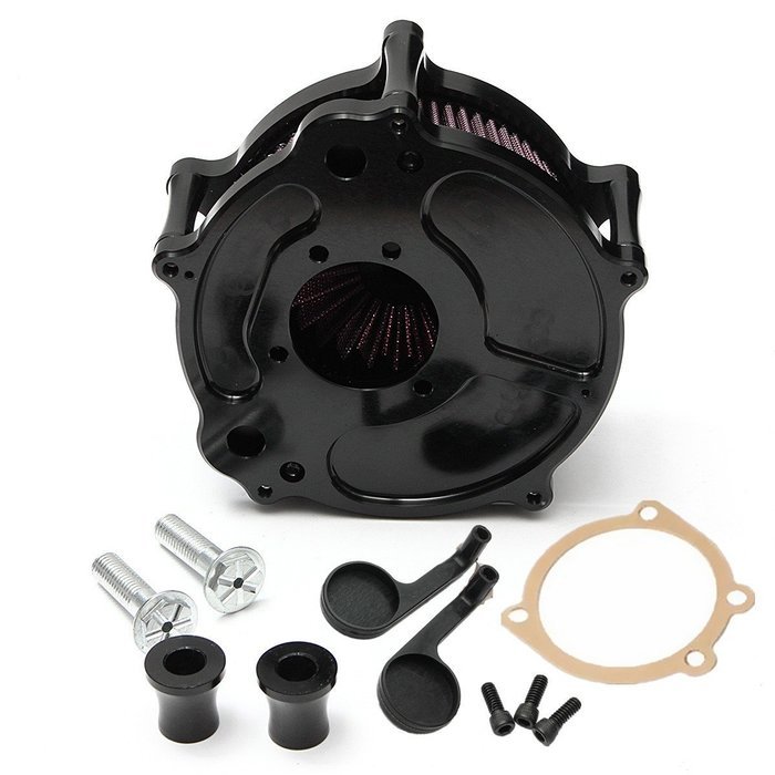 Air Filter,LOPEZ Black Air Cleaner Intake Filter Kits For 2008-2009 Motorcycle Harley Cross Bones Rocker Softail N3