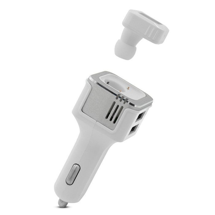 ATD Wireless Bluetooth Headset Car Dual USB Charger Anion Air Purification Oxygen Bar Humidifier(Silver) N4