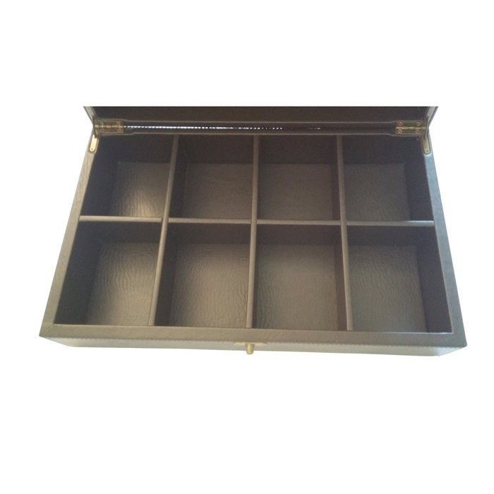 Serenity Tea Wooden and Leather Tea Box With 8 Equally Divided Compartments