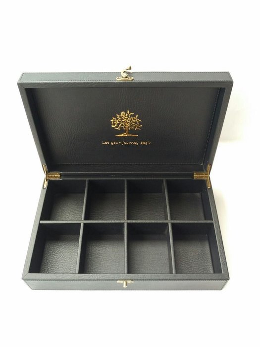 Serenity Tea Wooden and Leather Tea Box With 8 Equally Divided Compartments N2