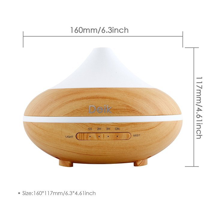 Aiho Deik Essential Oil Diffuser, 200ml Wood Grain Cool Mist Humidifier, 4 Timer Modes & 7 Color LED with Auto... N7