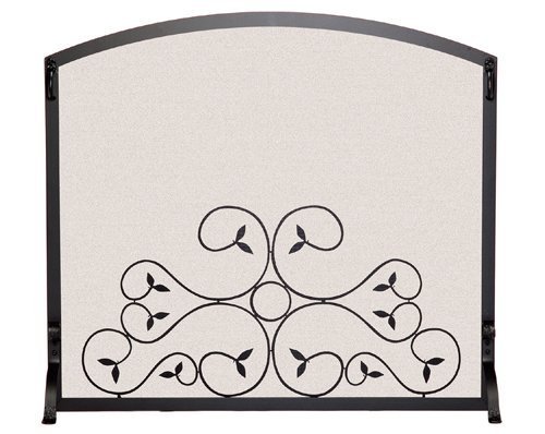 Arched Scroll Fireplace Screen (39 in. L x 33 in. H (25 lbs.) - Matte Black)