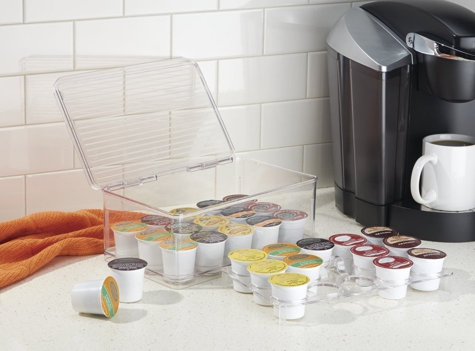 mDesign Nespresso Coffee Pod Holder for Kitchen Pantry, Countertops - Holds 48 Capsules, Clear N6