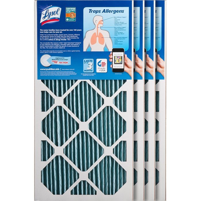 Lysol Triple Protection Furnace/AC Air Filter, 12" x 24" x 1", 2-Pack N36