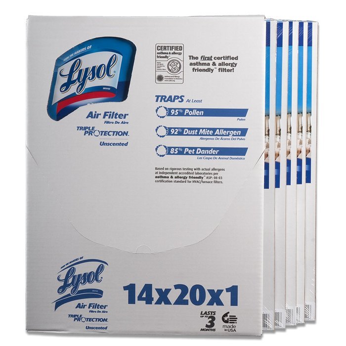 Lysol Triple Protection Furnace/AC Air Filter, 12" x 24" x 1", 2-Pack N37