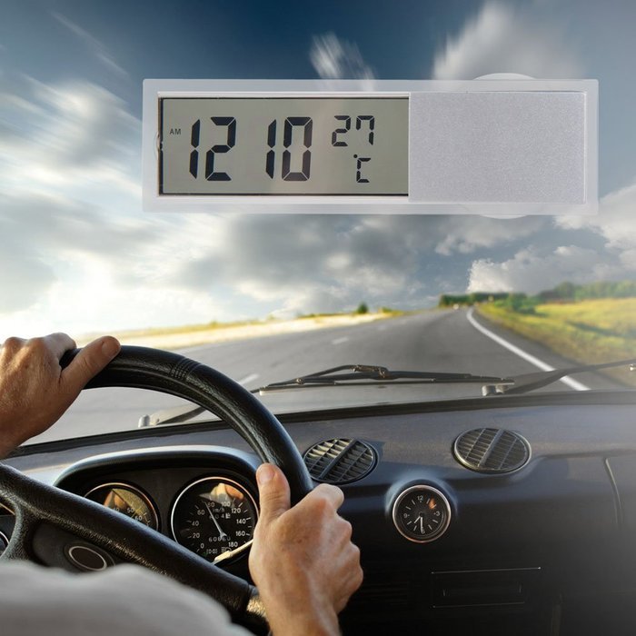 Awakingdemi Auto Car 2 in 1 Digital LCD Clock Thermometer with Suction Cup N3