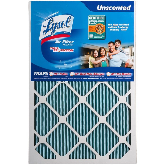Lysol Triple Protection Furnace/AC Air Filter, 12" x 24" x 1", 2-Pack N40