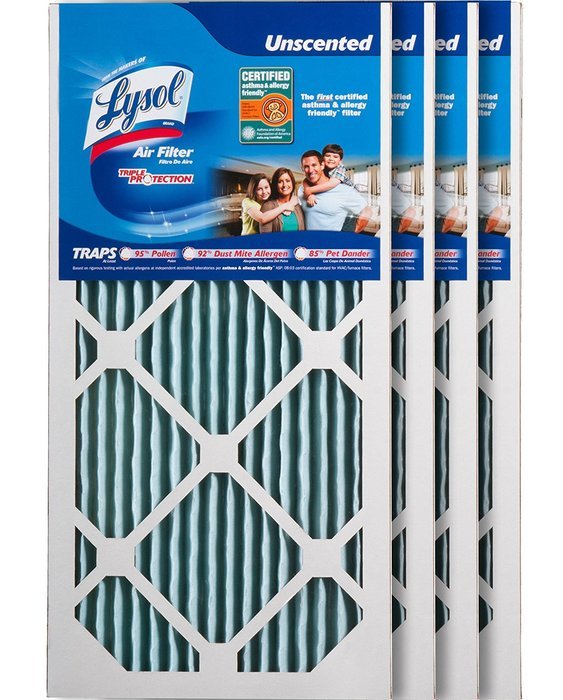 Lysol Triple Protection Furnace/AC Air Filter, 12" x 24" x 1", 2-Pack N41