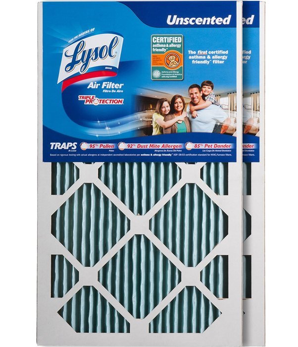 Lysol Triple Protection Furnace/AC Air Filter, 12" x 24" x 1", 2-Pack N45