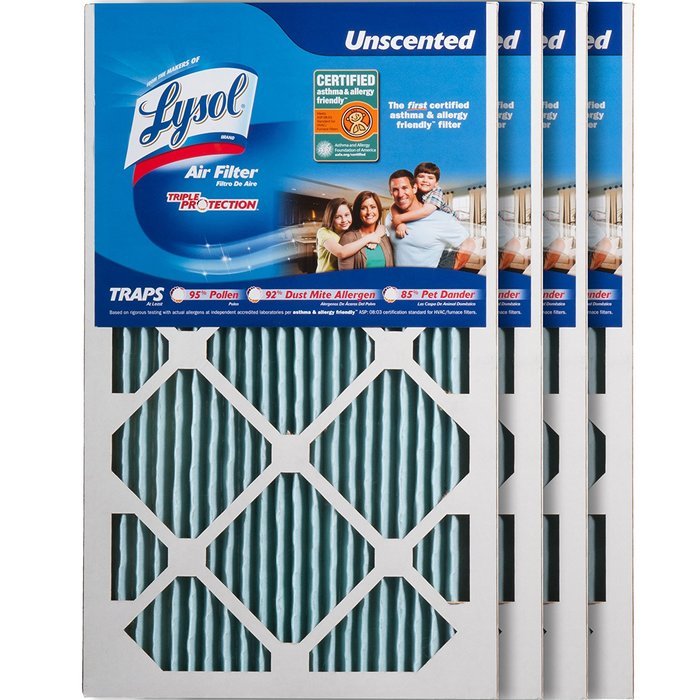 Lysol Triple Protection Furnace/AC Air Filter, 12" x 24" x 1", 2-Pack N51