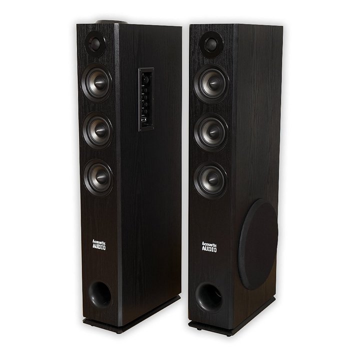 Acoustic Audio TSi450 Bluetooth Powered Floorstanding Tower Home Multimedia Speaker Pair