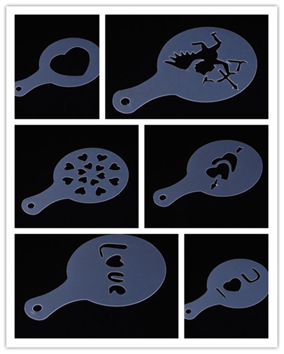 AIHOME Christmas Plastic Coffee Flowers Die Fancy Coffee Printing Template Model Milk Foam Spray Tool 8pcs for...