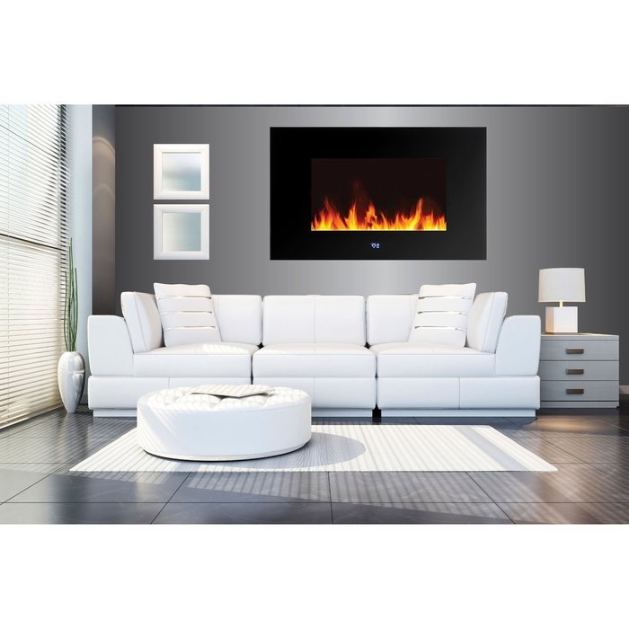 Warm House WLVF-10343 Venice Horizontal Wall-Mounted LED Fireplace with Digital Display and Remote Control N2