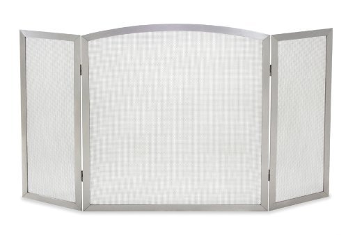 Pilgrim Home and Hearth 18245 Newport Tri Fireplace Panel Screen, Stainless Steel