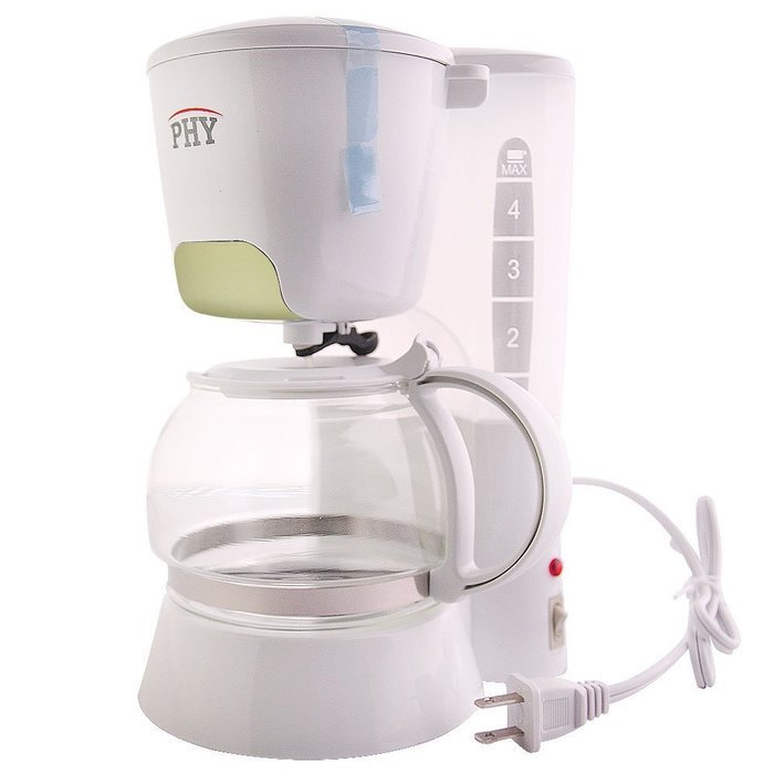 PHY Coffeemaker with Glass Carafe, Permanent Filter and Semi Transparent Water Tank (Orange) - 4-Cup/0.6L N2
