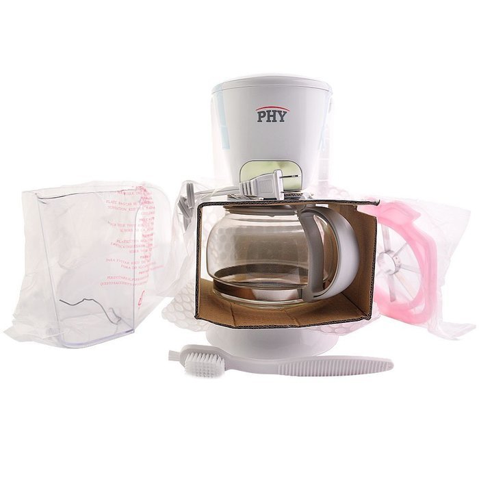 PHY Coffeemaker with Glass Carafe, Permanent Filter and Semi Transparent Water Tank (Orange) - 4-Cup/0.6L N4