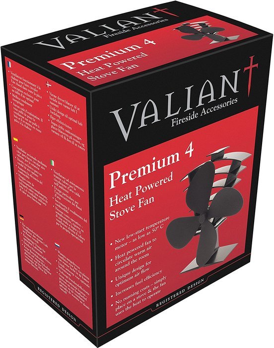 Valiant FIR362 Ventum 2 Heat Powered Stove Fan, Satin Black N4