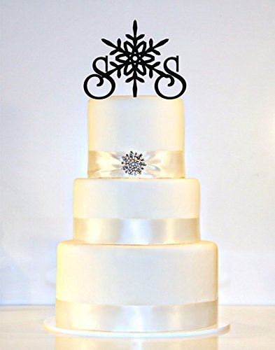 Snowflake Winter Wedding Cake Topper Or Sign Monogram personalized with "Mr & Mrs" and YOUR Last Name