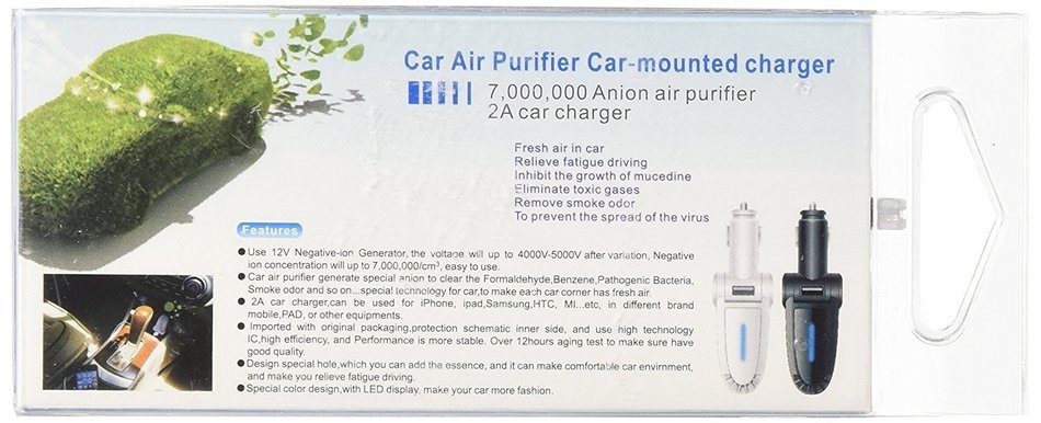 Hausbell C001 Car 7000000 Anion Air Purifier with 5V 2A Car-mounted Charger (Black) N8