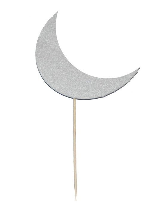 Zaffron Silver Crescent Moon Cupcake Toppers and Party Picks (12 pack)
