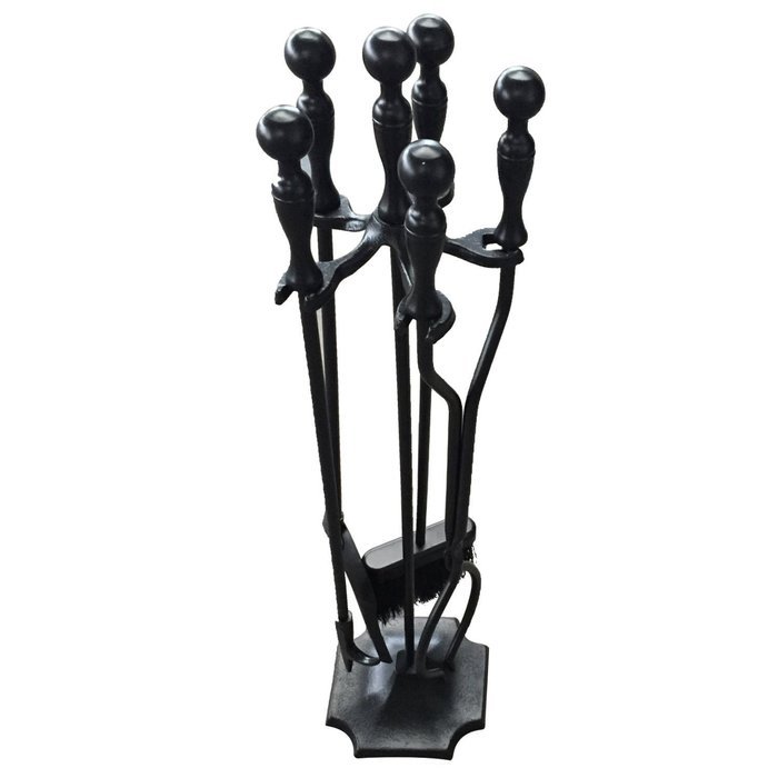 Amagabeli Fireplace Toolset 5 Pieces Wrought Iron Tools Rustic with Ball Handles , 31-inch High , Black N2