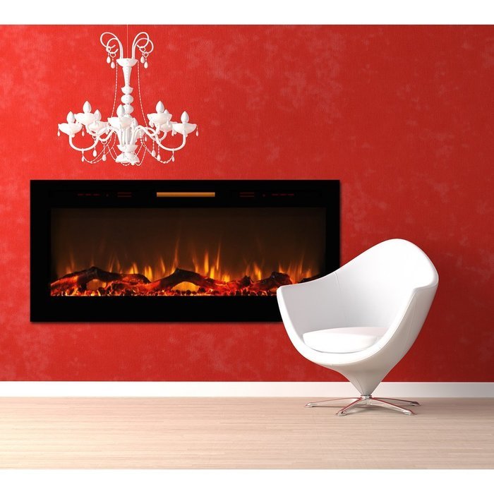 Elite Flame 50" Fusion Log Built-in Smokeless Wall Mounted Electric Fireplace N3