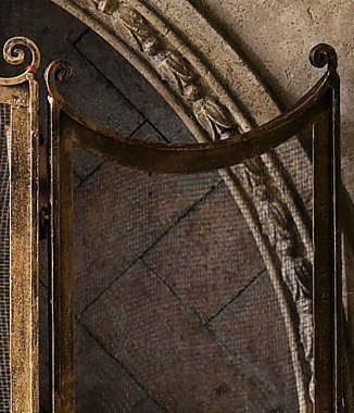 Classic Scroll Antique Gold Iron Fireplace Screen N2