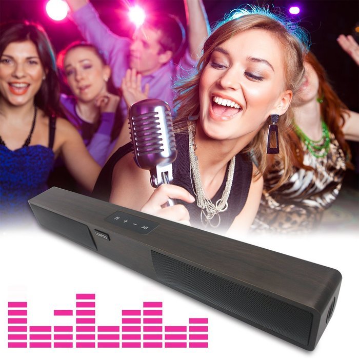 LONPOO 2.0 Ch Bluetooth Wooden Soundbar With Touch Screen Keys Support USB/AUX For LED TV/Smartphone/Computer/...