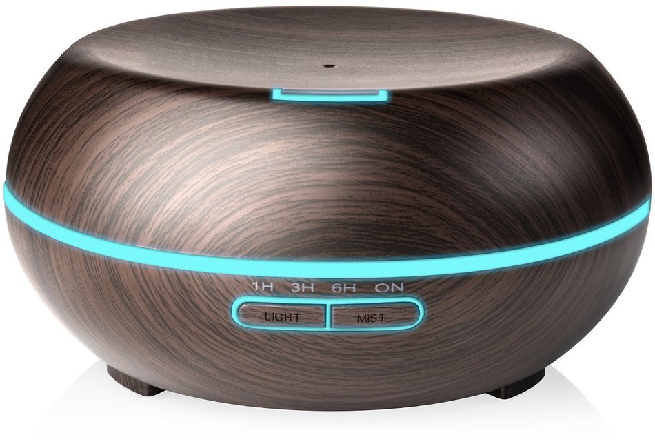 WHISPER TECH&reg; Ultrasonic Aromatherapy Humidifier & Essential Oil Diffuser - Dark Faux Wood - 7 LED Mood Lights... N3