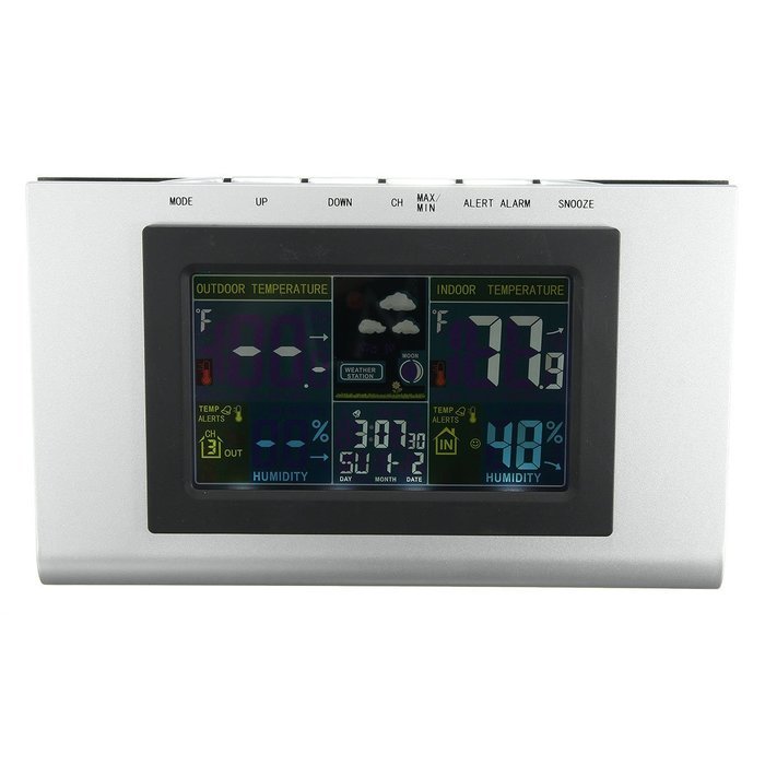 GOCHANGE Wireless Atomic Digital Color Forecast Station/Humidity Monitor/ Hygrometer with Calendar, Alarm Clock... N7