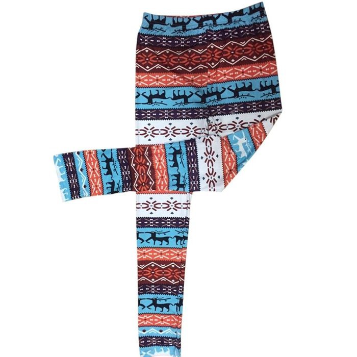 PHOTNO Skinny Xmas Stripe Snowflake&Reindeer Stretchy Pants Leggings N3