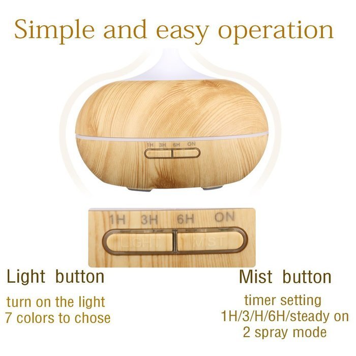 Yoosion Wood Grain Cool Mist Ultrasonic Humidifier Filter Free Silent 300ml Water Tank Moist Air Humidifier Filterless... N5